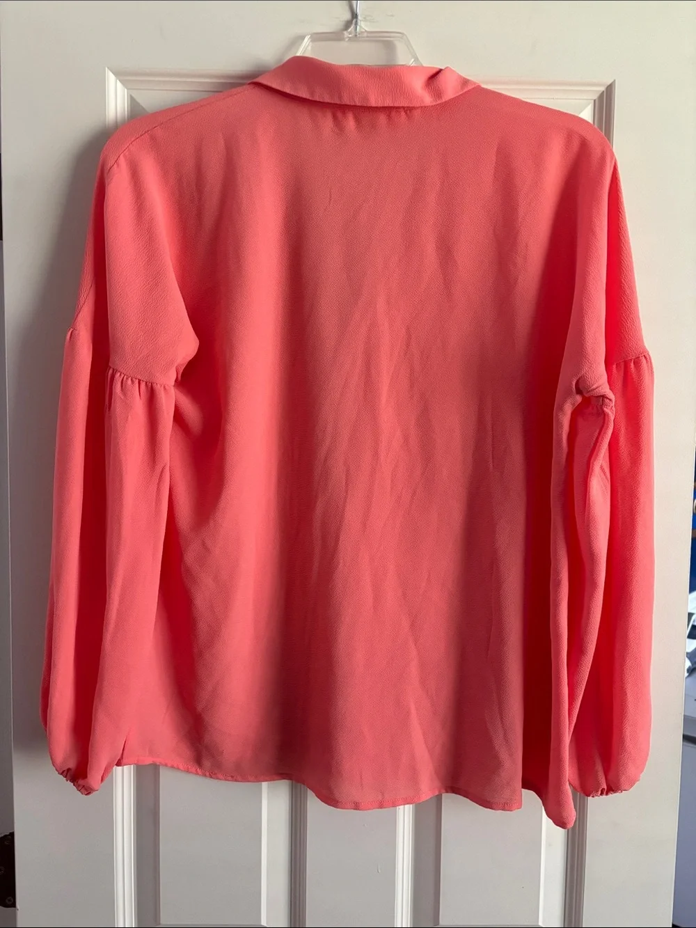 Michael Kors Coral Zip-Front Long-Sleeve Blouse
